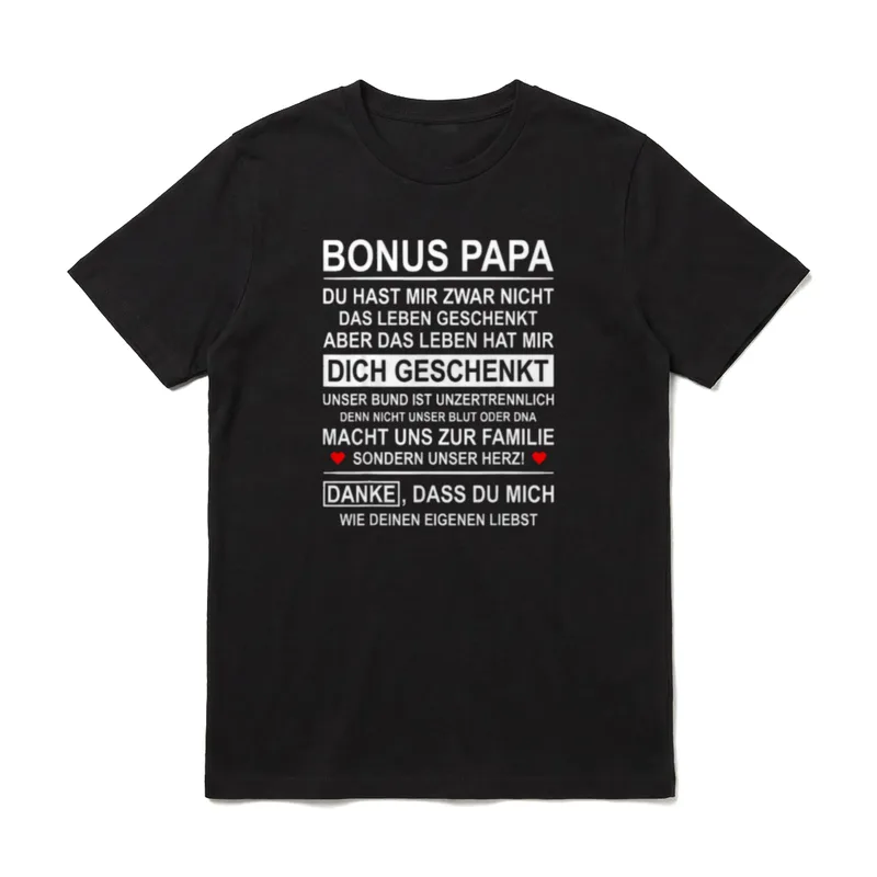 Bonus Papa Deko Stiefvater T-Shirt – Klassisches T-Shirt in Schwarz