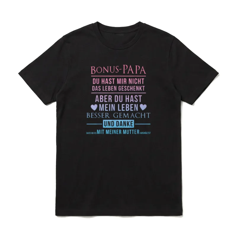 Bonus Papa Stiefvater Leben T-Shirt – Klassisches T-Shirt in Schwarz