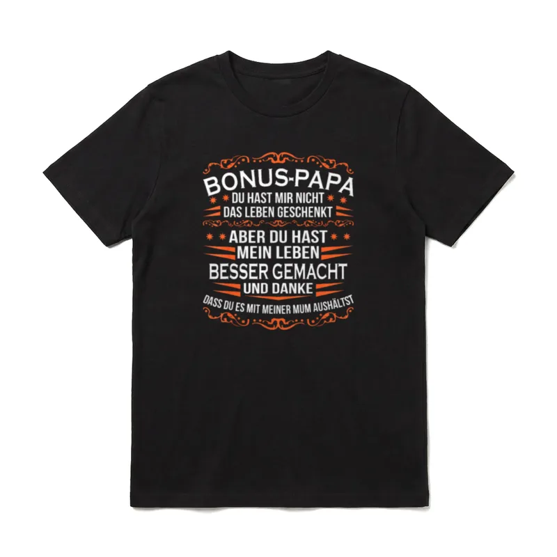 Bonus Papa Bester Stiefpapa T-Shirt – Klassisches T-Shirt in Schwarz