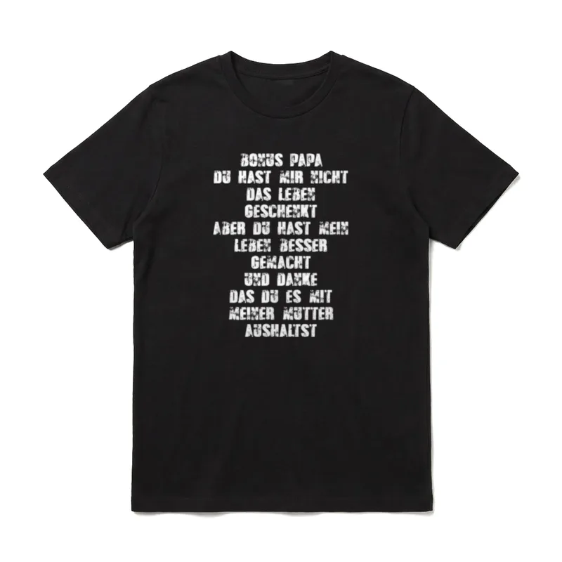 Bonus Papa Danke T-Shirt – Schriftzug über Bonus-Papa, der das Leben besser gemacht hat – Klassisches T-Shirt in Schwarz