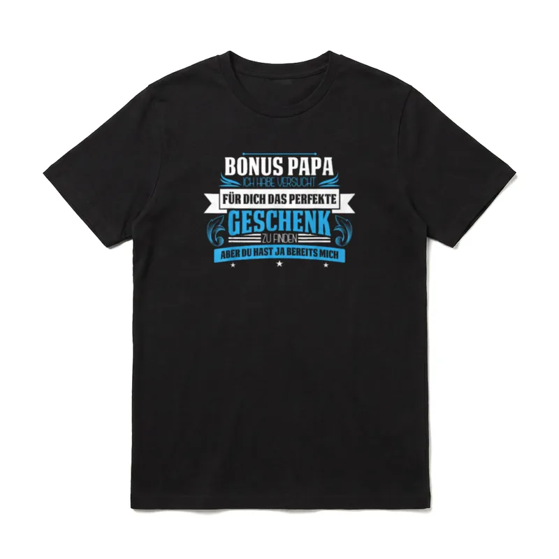 Bonus Papa Stiefvater Spruch Bonus-Papa & Stiefpapa T-Shirt – Klassisches T-Shirt in Schwarz