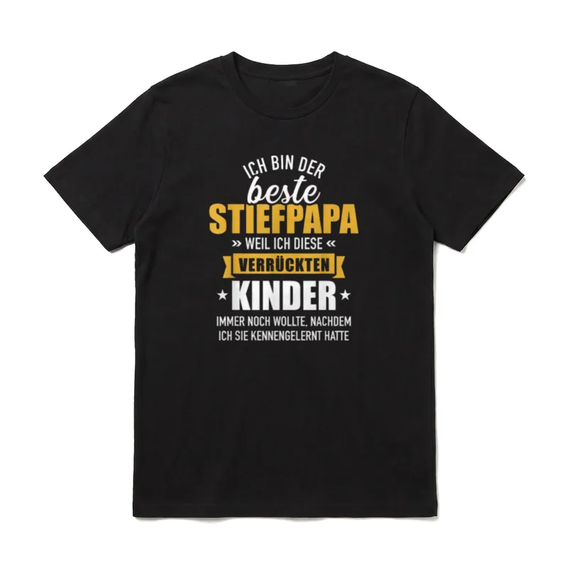 Bester Stiefpapa verrückte lustiger T-Shirt – Klassisches T-Shirt in Schwarz