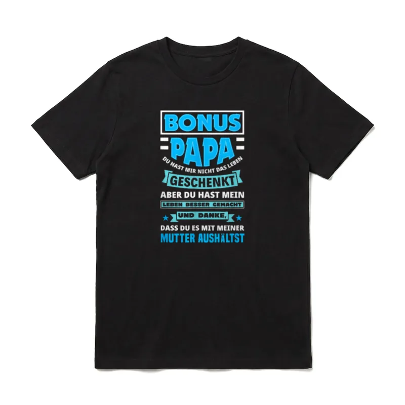 Bonus Papa Bonuspapa Stiefpapa T-Shirt – Klassisches T-Shirt in Schwarz