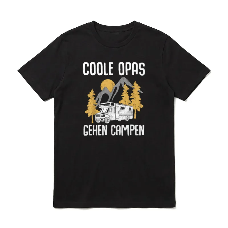 Campen Coole Opas gehen T-Shirt – Wohnmobil vor Bergen mit Text Coole Opas gehen Campen – Klassisches T-Shirt in Schwarz