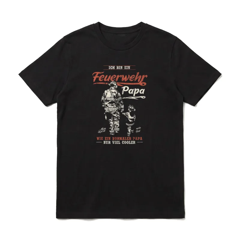 T-Shirt Feuerwehr Papa – Klassisches T-Shirt in Schwarz