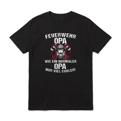 Feuerwehr Opa I Cooler T-Shirt – Feuerwehr Opa Druck mit Helm, Masken und roten Äxten – Klassisches T-Shirt in Schwarz