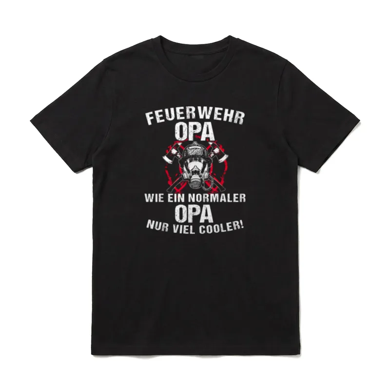 Feuerwehr Opa I Cooler T-Shirt – Feuerwehr Opa Druck mit Helm, Masken und roten Äxten – Klassisches T-Shirt in Schwarz
