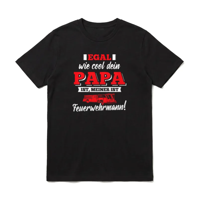 Mein Papa ist Feuerwehrmann T-Shirt – Klassisches T-Shirt in Schwarz