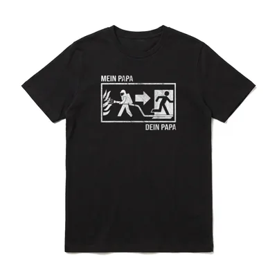 Feuerwehr Papa Motiv T-Shirt – Klassisches T-Shirt in Schwarz