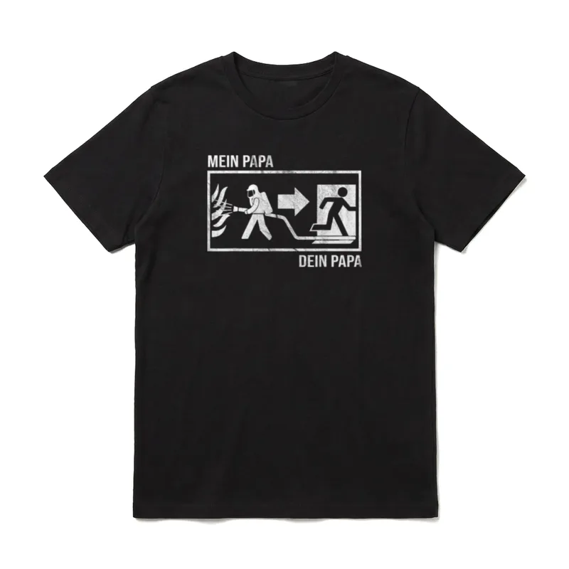 Feuerwehr Papa Motiv T-Shirt – Klassisches T-Shirt in Schwarz
