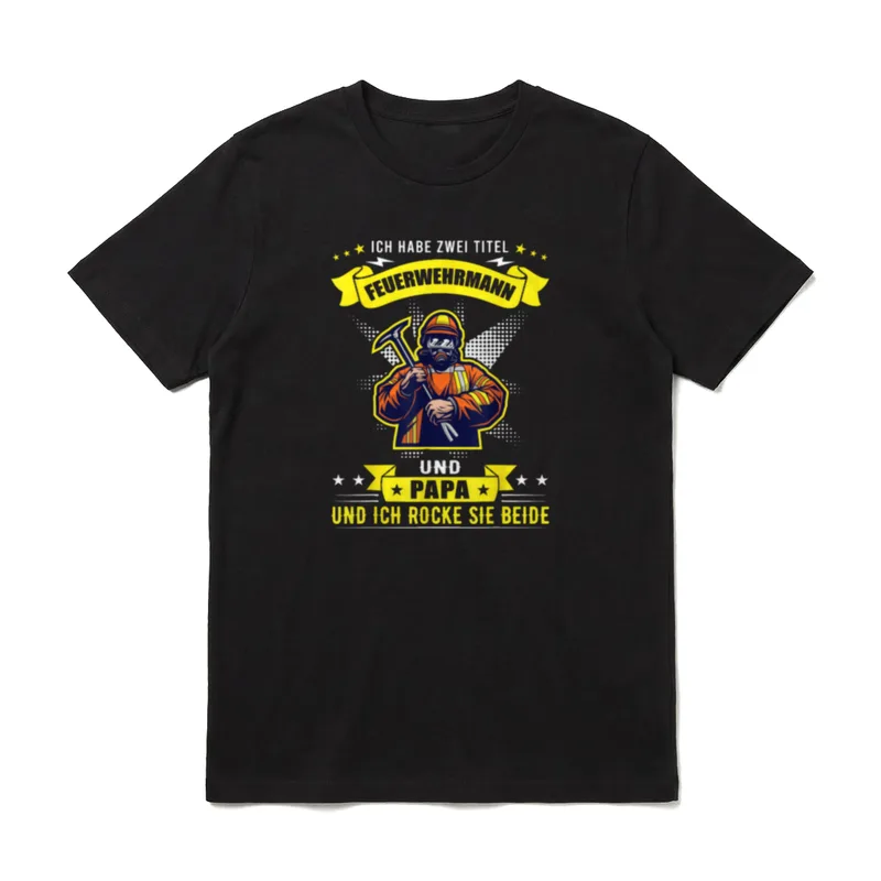 Feuerwehrmann und Papa lustiges T-Shirt – Klassisches T-Shirt in Schwarz