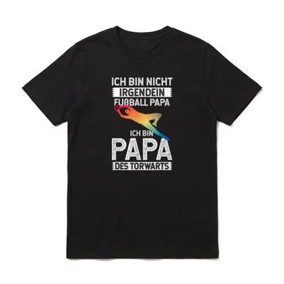 Fussball Shirt Herren – Bunte Torwart-Silhouette mit Text Ich Bin Papa Des Torwarts – Klassisches T-Shirt in Schwarz