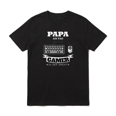 Papa am Tag Gamer Gaming T-Shirt – Klassisches T-Shirt in Schwarz