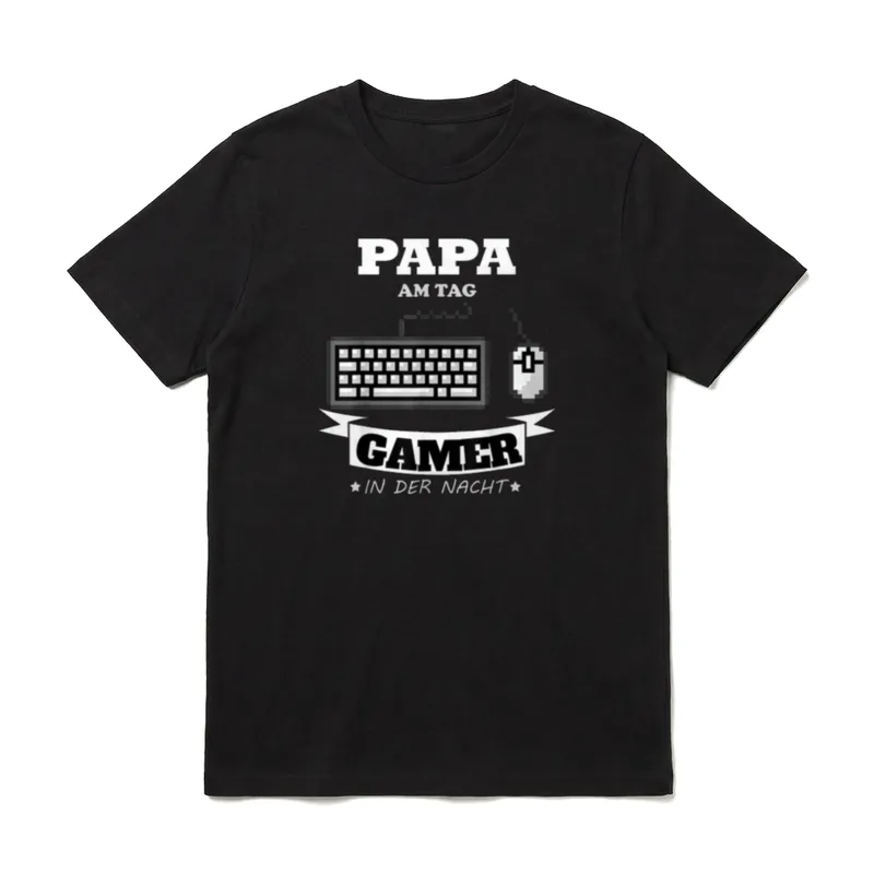 Papa am Tag Gamer Gaming T-Shirt – Klassisches T-Shirt in Schwarz