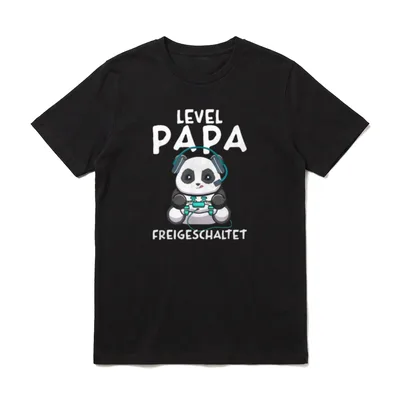 Level Papa freigeschaltet Panda T-Shirt – Klassisches T-Shirt in Schwarz