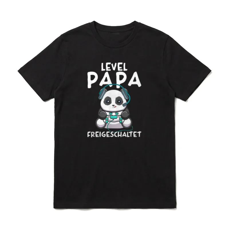Level Papa freigeschaltet Panda T-Shirt – Klassisches T-Shirt in Schwarz