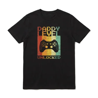 Daddy Level Unlocked Retro T-Shirt – Klassisches T-Shirt in Schwarz