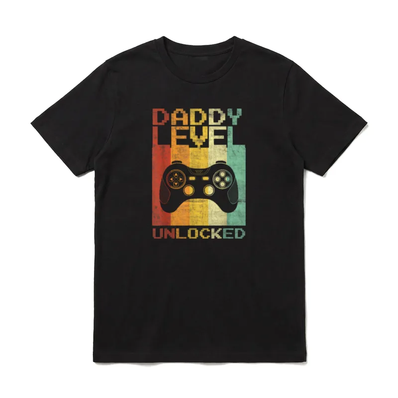 Daddy Level Unlocked Retro T-Shirt – Klassisches T-Shirt in Schwarz