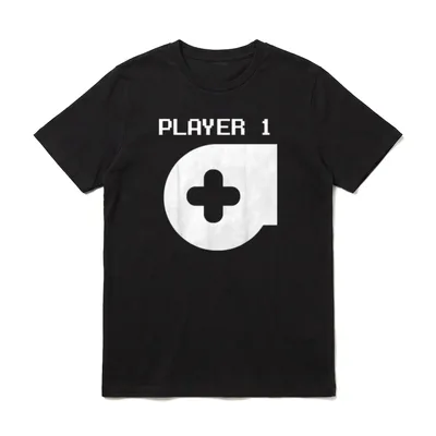 Player 1 Partnerlook Vater Sohn T-Shirt – Klassisches T-Shirt in Schwarz