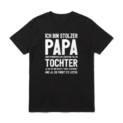 T-Shirt Geschenke – Ich bin stolzer Papa einer wundervollen Tochter Spruch weiß auf grau – Klassisches T-Shirt in Schwarz
