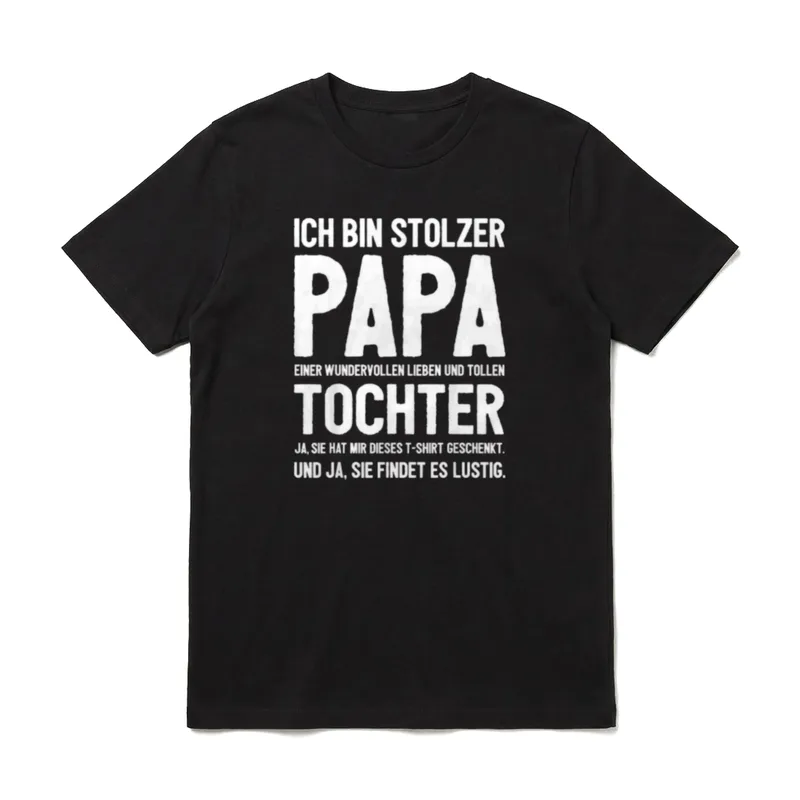 T-Shirt Geschenke – Ich bin stolzer Papa einer wundervollen Tochter Spruch weiß auf grau – Klassisches T-Shirt in Schwarz
