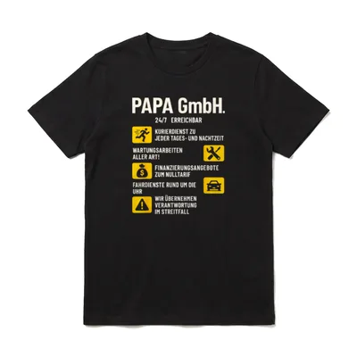 Papa GmbH Geschenke Vatertag T-Shirt – Klassisches T-Shirt in Schwarz