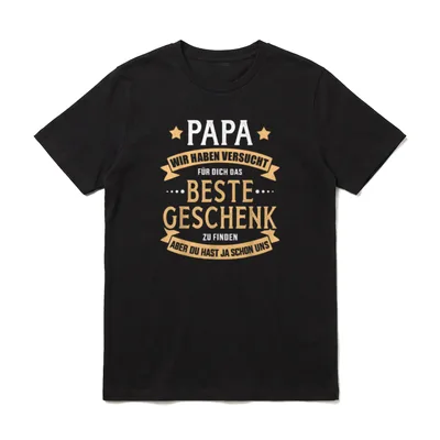 Papa beste hast uns T-Shirt – Goldener Schriftzug mit Banner und Sternen für Papas – Klassisches T-Shirt in Schwarz