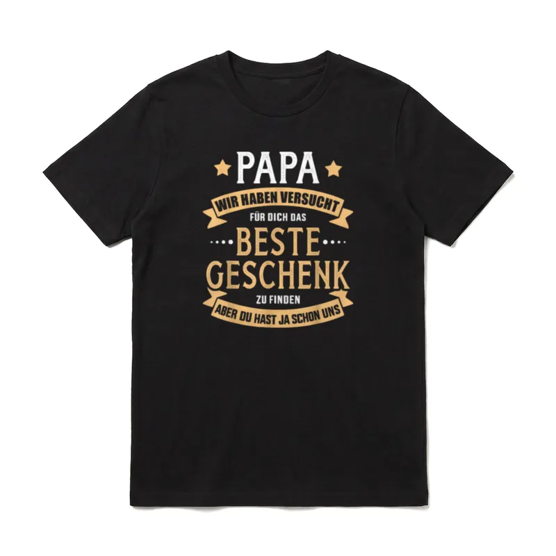 Papa beste hast uns T-Shirt – Goldener Schriftzug mit Banner und Sternen für Papas – Klassisches T-Shirt in Schwarz