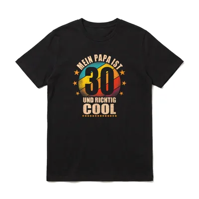 T-Shirt 30 Geburtstag – Retro-Kreis mit Zahl 30 und Spruch über coolen Papa – Klassisches T-Shirt in Schwarz