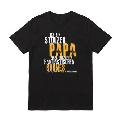 Papa Lustig Papa Geburtstag T-Shirt – Ich bin stolzer Papa eines fantastischen Sohnes – Klassisches T-Shirt in Schwarz