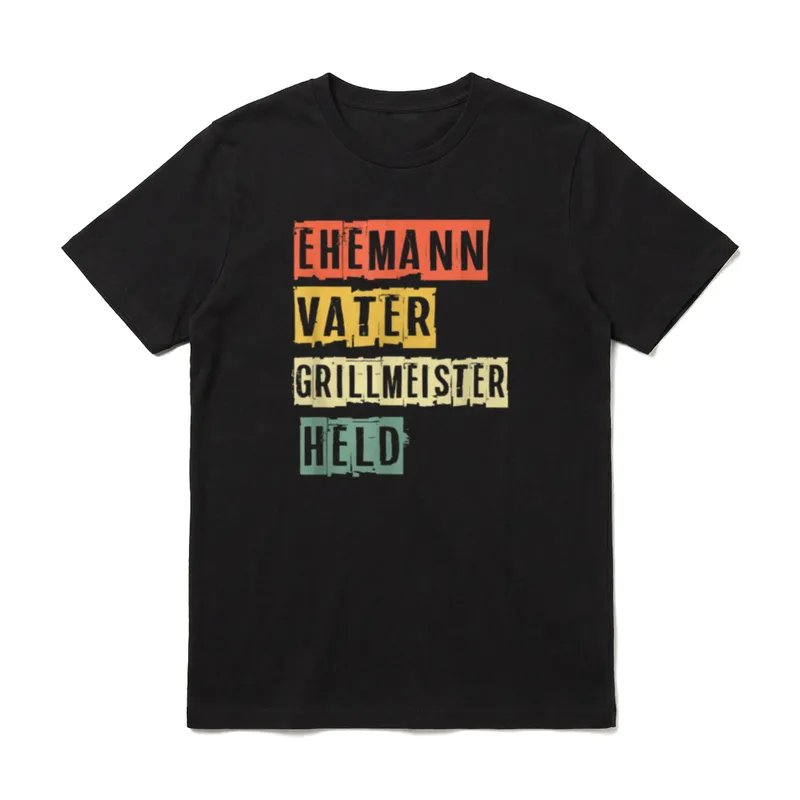 Ehemann Vater Grillmeister Held Vatertag T-Shirt – Klassisches T-Shirt in Schwarz