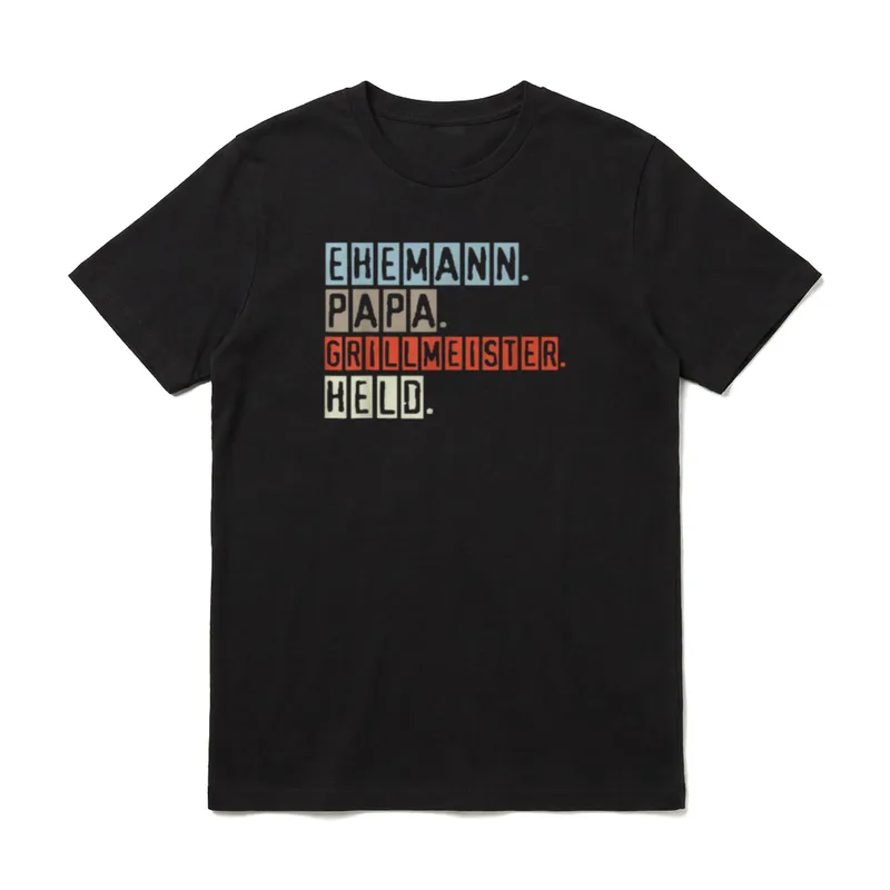 Ehemann Papa Grillmeister Held Grillen Vatertag T-Shirt – Klassisches T-Shirt in Schwarz