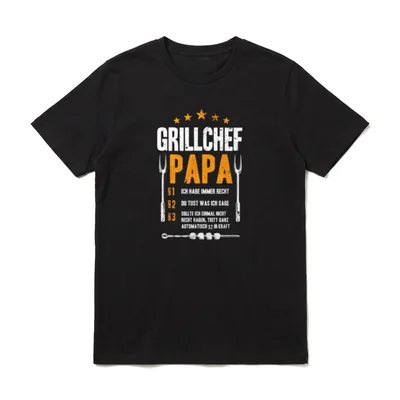 Grillchef Papa Lustiges Grillen T-Shirt – Klassisches T-Shirt in Schwarz