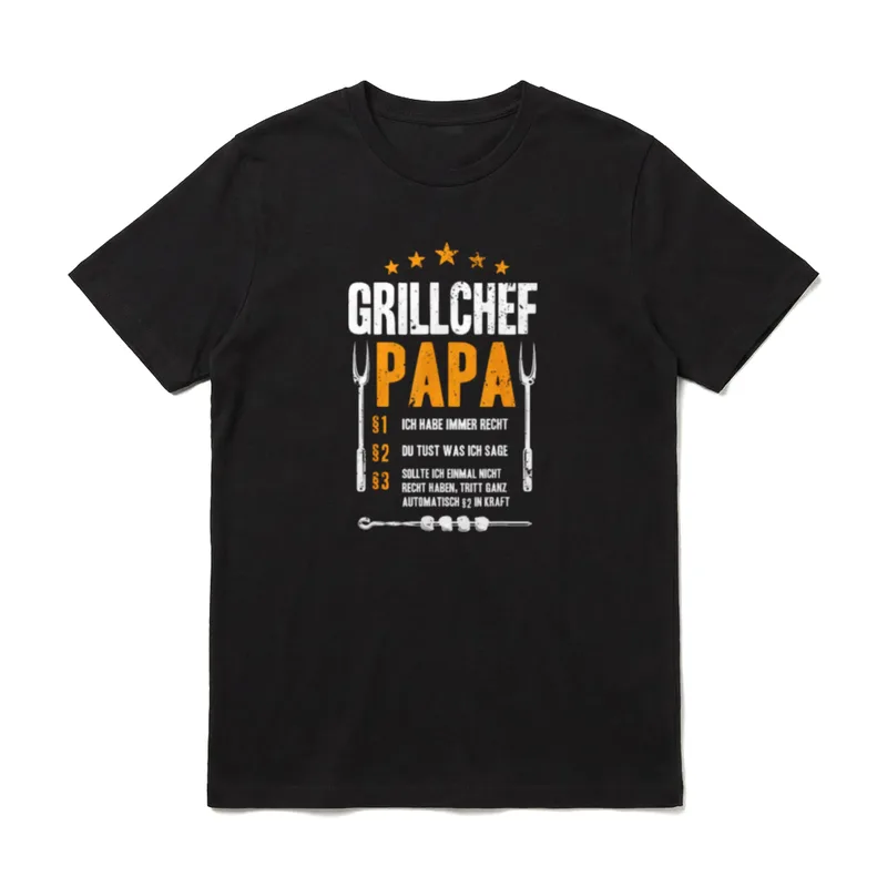 Grillchef Papa Lustiges Grillen T-Shirt – Klassisches T-Shirt in Schwarz
