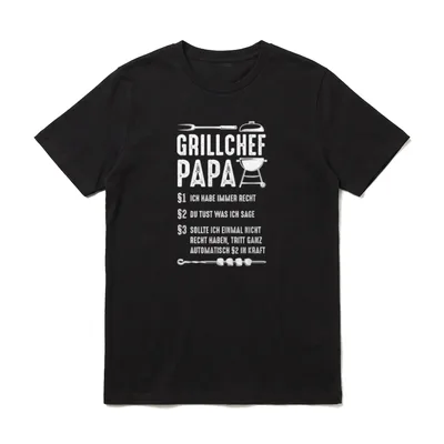 Grillchef Papa Lustiges Grillen Gesetz T-Shirt – Klassisches T-Shirt in Schwarz