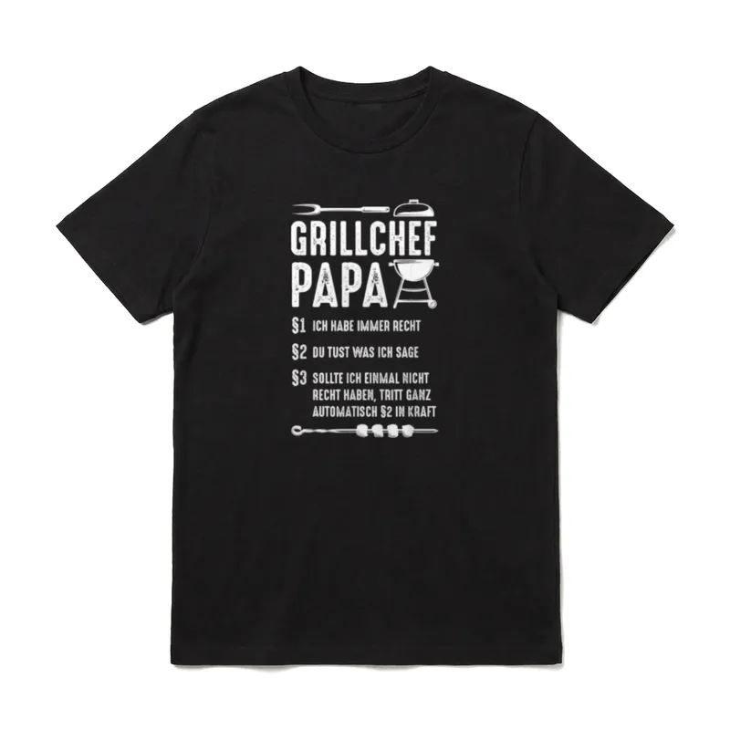 Grillchef Papa Lustiges Grillen Gesetz T-Shirt – Klassisches T-Shirt in Schwarz