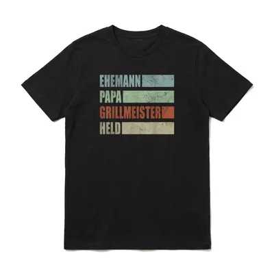 Ehemann Papa Grillmeister Held Vatertag T-Shirt – Klassisches T-Shirt in Schwarz