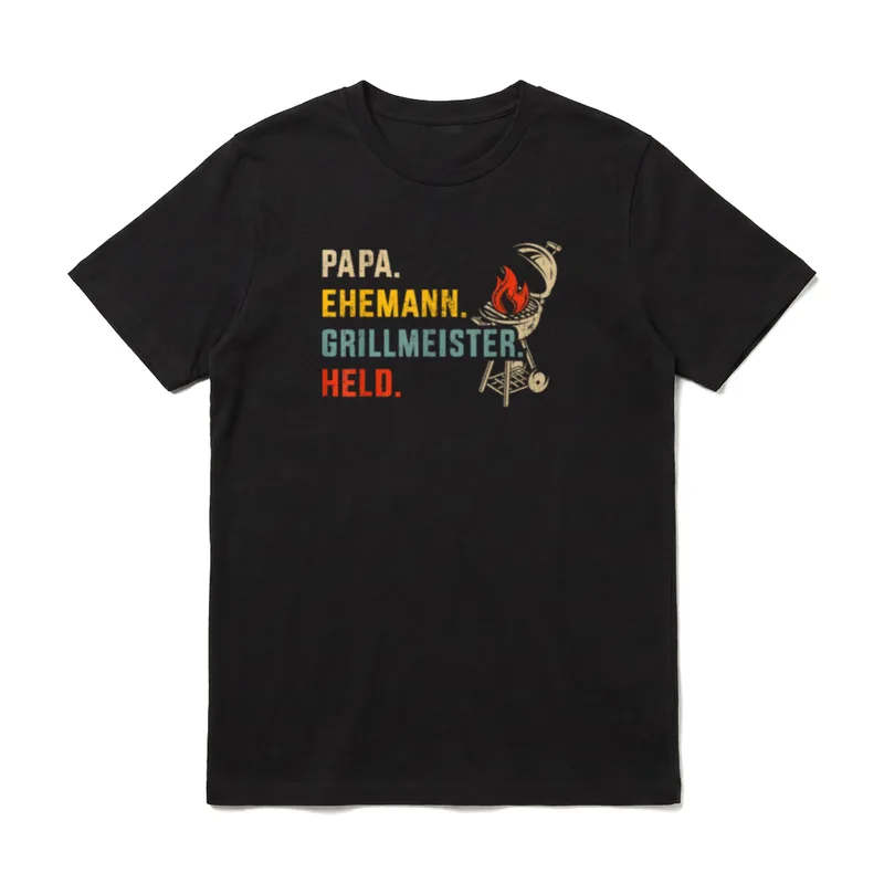 Papa Ehemann Grillmeister Held T-Shirt – Klassisches T-Shirt in Schwarz