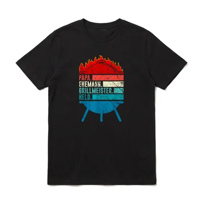 Papa Ehemann Grillmeister Held Retro T-Shirt – Klassisches T-Shirt in Schwarz