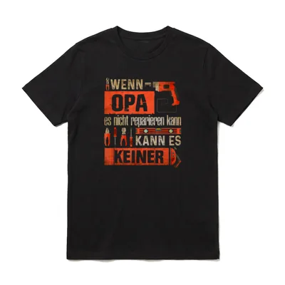 T-Shirt Opa Reparieren – Klassisches T-Shirt in Schwarz