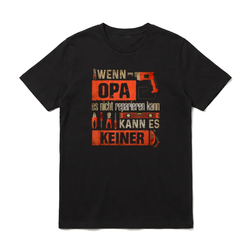 T-Shirt Opa Reparieren – Klassisches T-Shirt in Schwarz