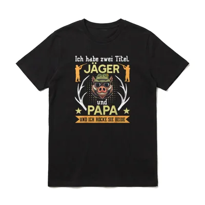 Zwei Titel Papa und Jäger T-Shirt – Klassisches T-Shirt in Schwarz