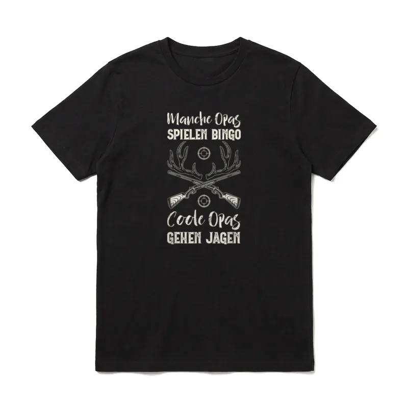 Jagd Manche Opas spiele T-Shirt – Druck mit Flinten, Geweih und Text über Jagen statt Bingo – Klassisches T-Shirt in Schwarz