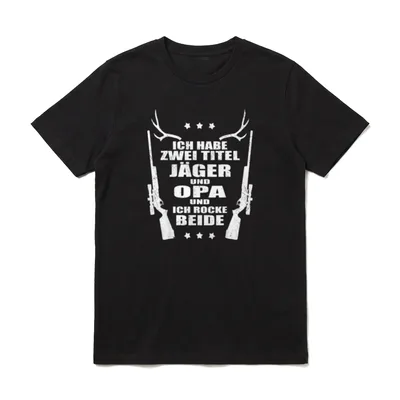 Zwei Titel Jäger Opa T-Shirt – Klassisches T-Shirt in Schwarz