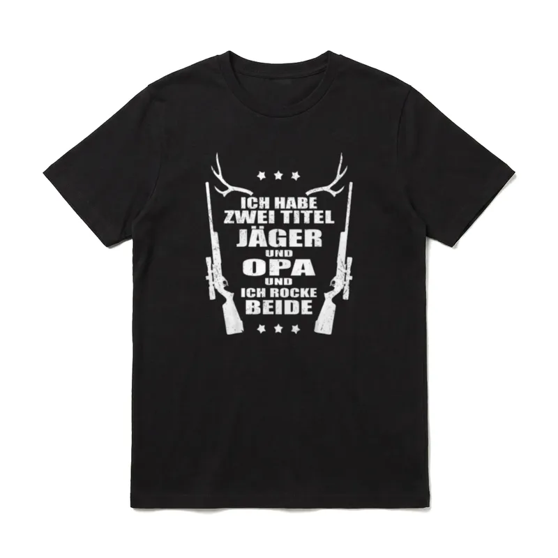 Zwei Titel Jäger Opa T-Shirt – Klassisches T-Shirt in Schwarz