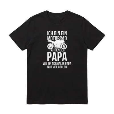 Motorrad T-Shirt Damen – Weißer Aufdruck mit Text und Motorradsilhouette – Klassisches T-Shirt in Schwarz