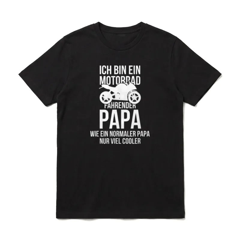 Motorrad T-Shirt Damen – Weißer Aufdruck mit Text und Motorradsilhouette – Klassisches T-Shirt in Schwarz
