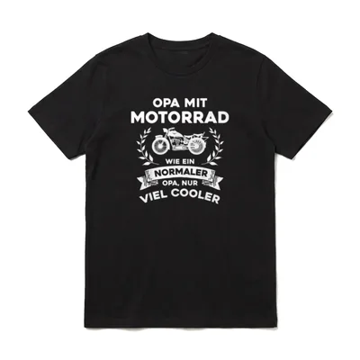 Biker Shirt Damen – Motorrad mit Lorbeerkranz und Spruch „Opa mit Motorrad“ – Klassisches T-Shirt in Schwarz