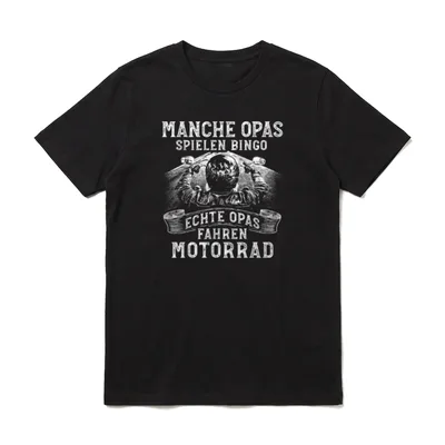 T-Shirt Motorrad lustig – Aufdruck Echte Opas fahren Motorrad mit Biker von hinten – Klassisches T-Shirt in Schwarz