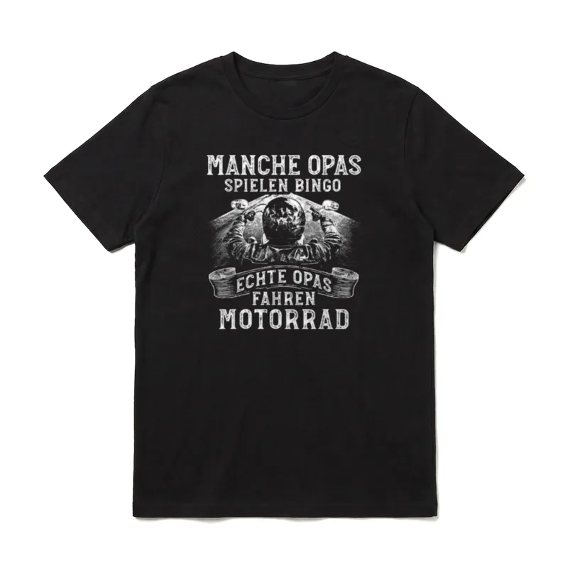T-Shirt Motorrad lustig – Aufdruck Echte Opas fahren Motorrad mit Biker von hinten – Klassisches T-Shirt in Schwarz